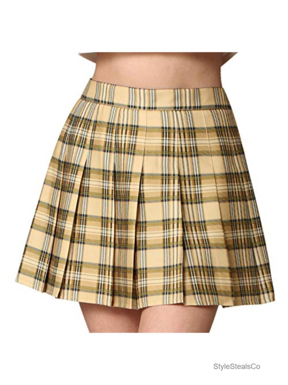 High Waist Plaid Pleated Mini Skater Tennis Skirt with Lining Shorts